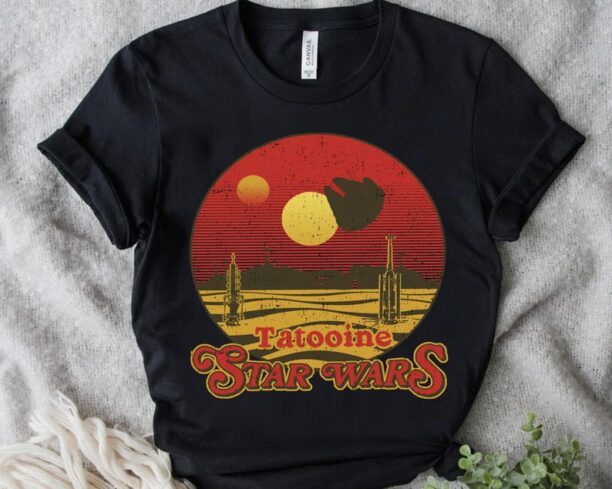 Star Wars Tatooine Planet Striped Retro Distressed Circle Portrait Shirt
