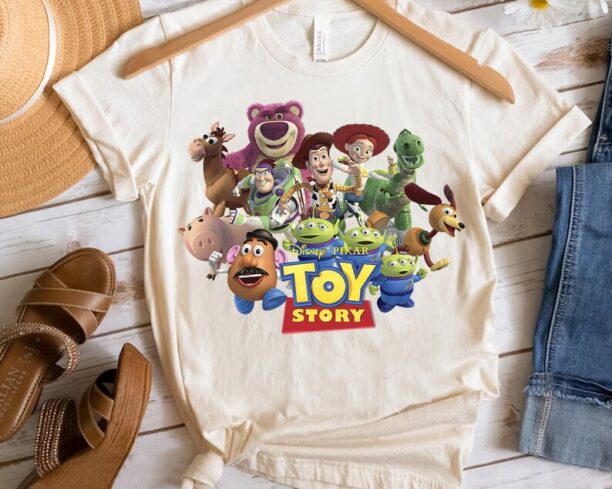 Disney Pixar Toy Story Buzz Woody Jessie Rex Hamm Running Shirt