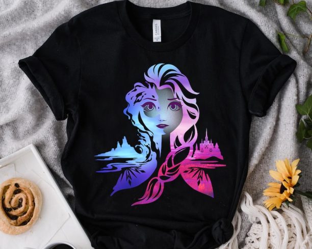 Disney Frozen Elsa Two Tone Gradient Portrait Shirt, Disneyland Vacation Trip