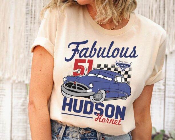 Retro Doc Hudson Checkboard The Fabulous Hudson Hornet Shirt / Disney Cars T-shirt / Walt Disney World Shirt /