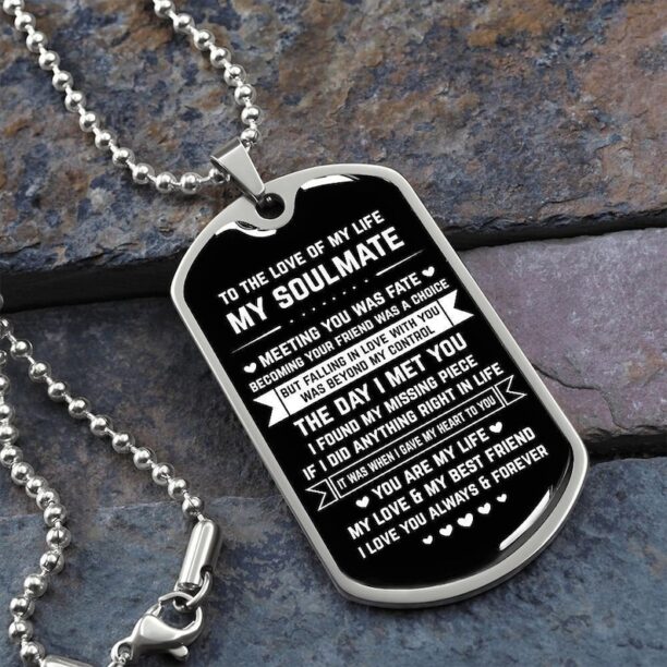 Soulmate Gift | Gift for Soulmate, Personalized Dog Tag Necklace, To My Soulmate, Gift for Him, Husband Present