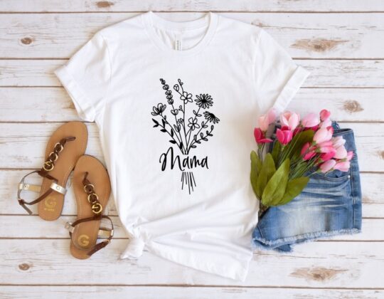 Wildflower Bouquet Mama Shirt, Floral Shirt, Mother's Day Shirt, Gift for New Mom, Best Mother's Day Gift,Mama Shirt