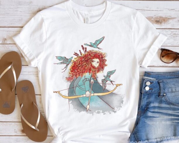 Disney Brave Merida Princess Watercolor Sketch Portrait Shirt