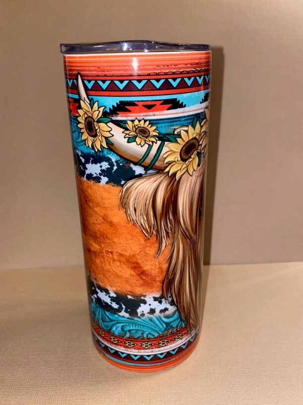 Highland Cow Sunflower Sublimation Tumbler