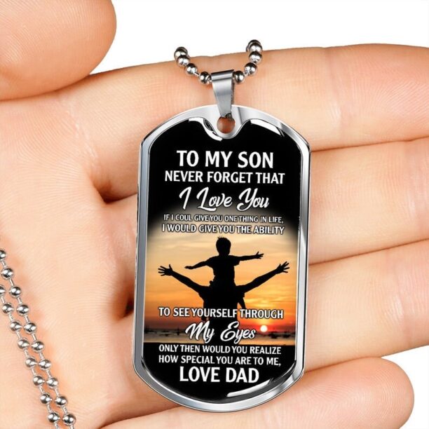 Dawn family dog tag necklace to my son never forget that i love you how special you are to me love dad