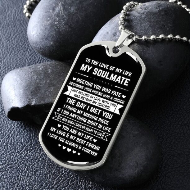 Soulmate Gift | Gift for Soulmate, Personalized Dog Tag Necklace, To My Soulmate, Gift for Him, Husband Present