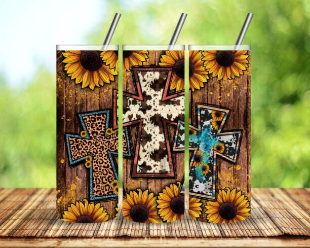 Cross Sunflower Sublimation Tumbler