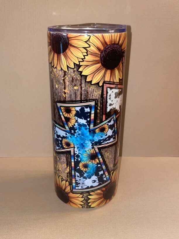 Cross Sunflower Sublimation Tumbler