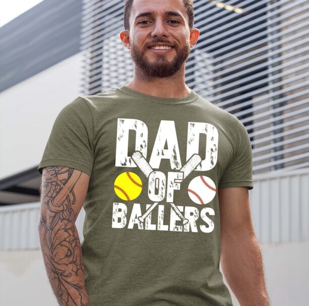 Dad of Ballers Funny T-shirt - Fathers day Shirt - Baseball Softball Dad - Sports Shirt