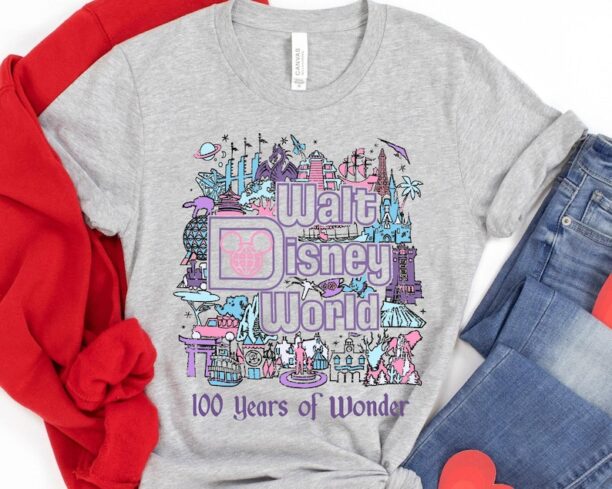 Disney 100 Years Of Wonder Walt Disney World Shirt / Disneyland 100Th Anniversary Platinum Celebration Tee / Disney 100