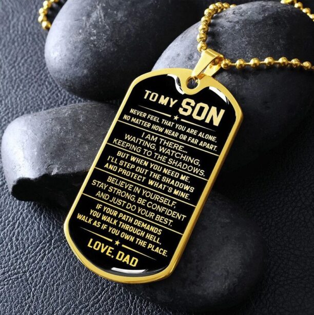 Family star dog tag necklace to my son believe in yourself, stay strong be confident and just do your best, love dad