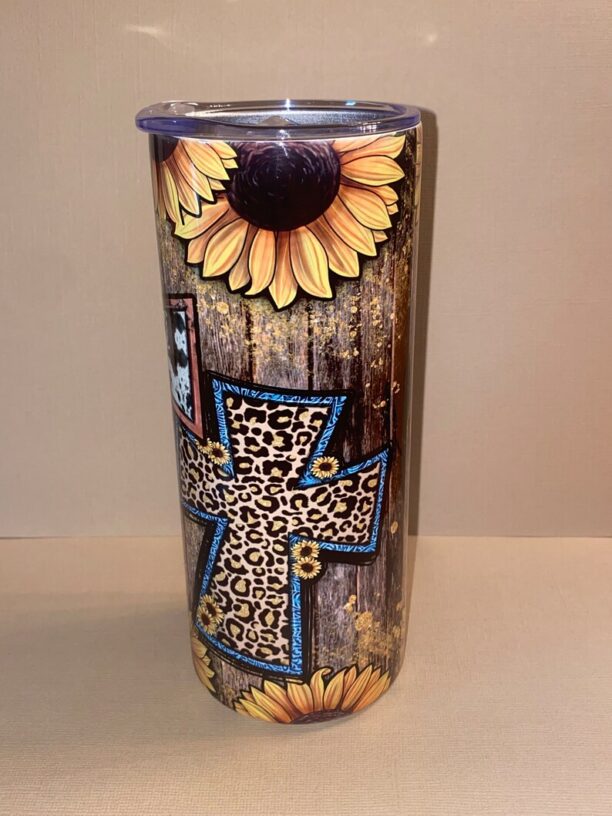 Cross Sunflower Sublimation Tumbler