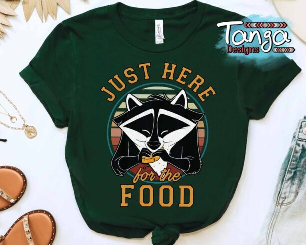 Disney Pocahontas Funny Meeko Just Here For The Food Retro Shirt