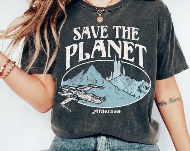 Star Wars X-Wing Save The Planet Alderaan Earth Day 1977 Retro Shirt