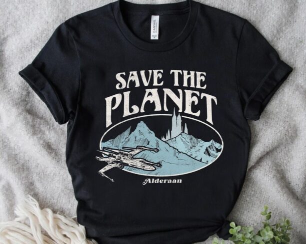 Star Wars X-Wing Save The Planet Alderaan Earth Day 1977 Retro Shirt