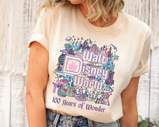 Disney 100 Years Of Wonder Walt Disney World Shirt / Disneyland 100Th Anniversary Platinum Celebration Tee / Disney 100