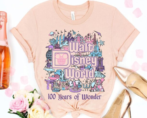 Disney 100 Years Of Wonder Walt Disney World Shirt / Disneyland 100Th Anniversary Platinum Celebration Tee / Disney 100