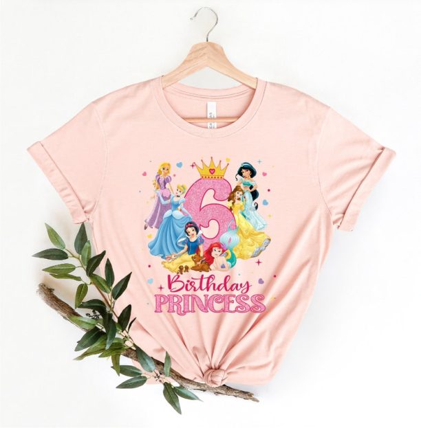 Sixth Birthday Princess Shirt, Disney Princess Birthday Shirt, Princess Birthday Shirt, Girls Birthday Shirt