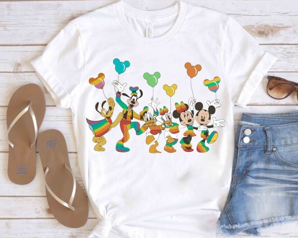 Cute Mickey Mouse & Friends Balloon Pride Month 2024 LGBT Shirt, Disney Gay Days Orlando Rainbow Color