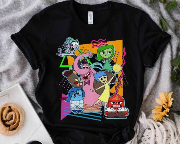 Disney Pixar Retro 90s Inside Out Group Shot Characters Shirt