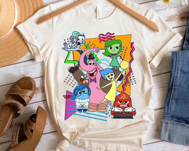 Disney Pixar Retro 90s Inside Out Group Shot Characters Shirt