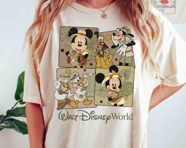 Mickey Mouse and Friends Animal Kingdom Retro Shirt, Disney Safari Mode Walt Disney World Tee