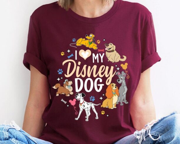 I Love My Disney Dog Shirt / Pluto Dug Nana Pongo Lady and The Tramp / Disney Dog Tee / Disney Birthday Gift /