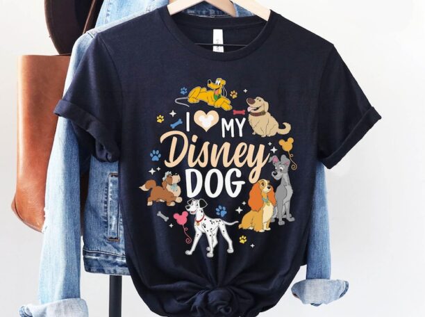 I Love My Disney Dog Shirt / Pluto Dug Nana Pongo Lady and The Tramp / Disney Dog Tee / Disney Birthday Gift /