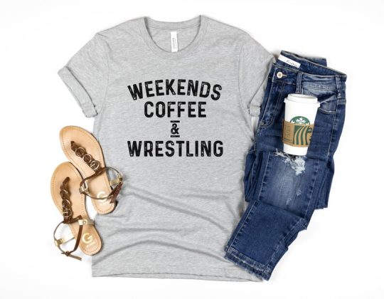 Weekends Coffee Wrestling T-shirt Sweatshirt For Women Sweatshirts With Sayings Gifts For Her Gift For Mom Wrestling Mom