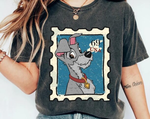 Retro Lady And The Tramp Disney Tramp Stamp Usa Shirt / Disney Birthday Gift Ideas / Walt Disney World T-shirt / Magic