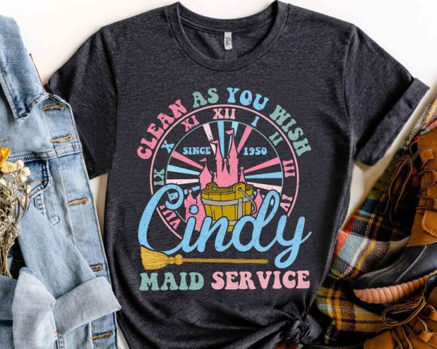 Disney Princess Cinderella's Cleaning Cindy Maid Service House Cleaner Retro Shirt