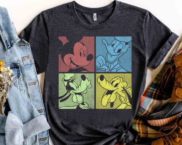 Disney Mickey Mouse And Friends Group Shot Comic Panels Retro Shirt