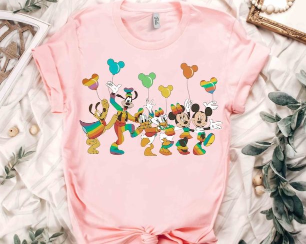 Cute Mickey Mouse & Friends Balloon Pride Month 2024 LGBT Shirt, Disney Gay Days Orlando Rainbow Color