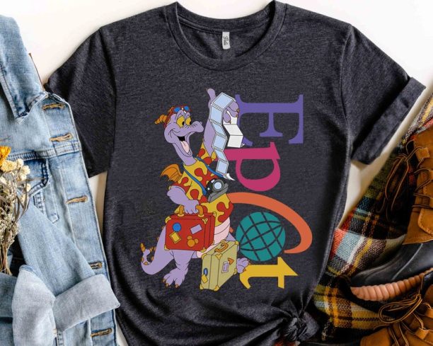 Cute Figment Dragon Disney Epcot Center Snack Drinking Around The World Shirt