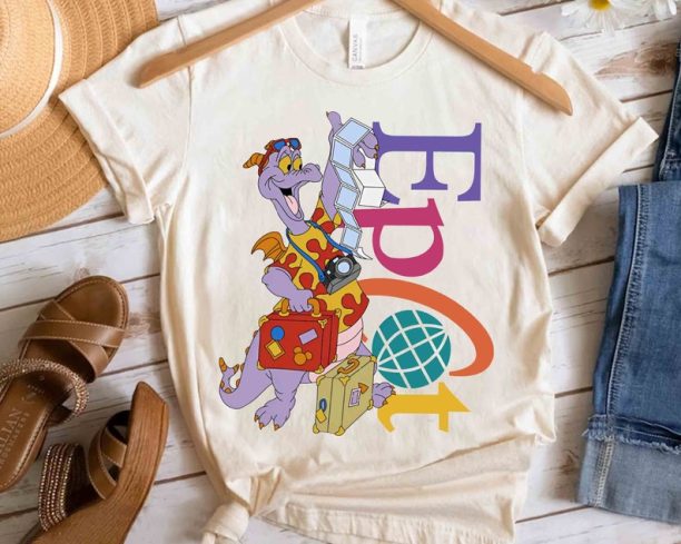 Cute Figment Dragon Disney Epcot Center Snack Drinking Around The World Shirt