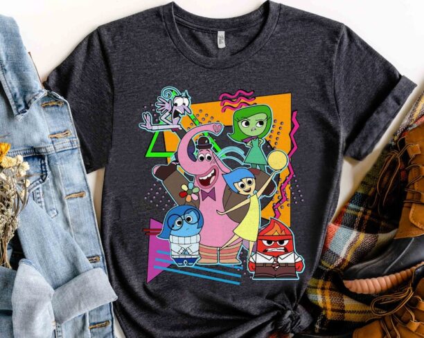 Disney Pixar Retro 90s Inside Out Group Shot Characters Shirt