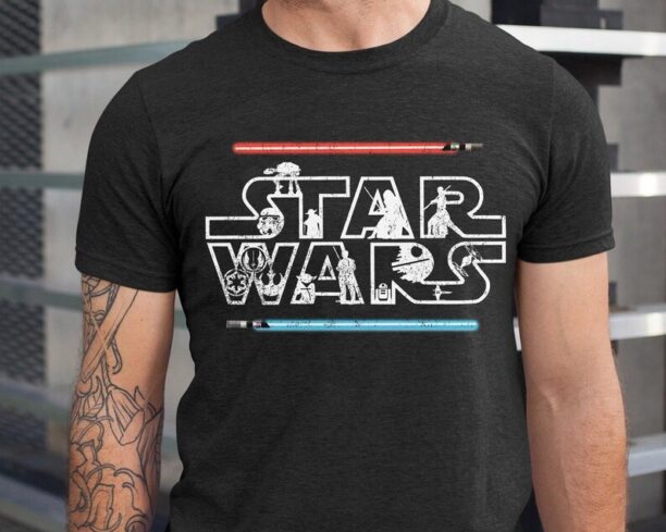 Patriotic Star Wars Lightsaber Red White Blue Shirt / 4Th Of July Star Wars Characters Shirt / Galaxy's Edge /