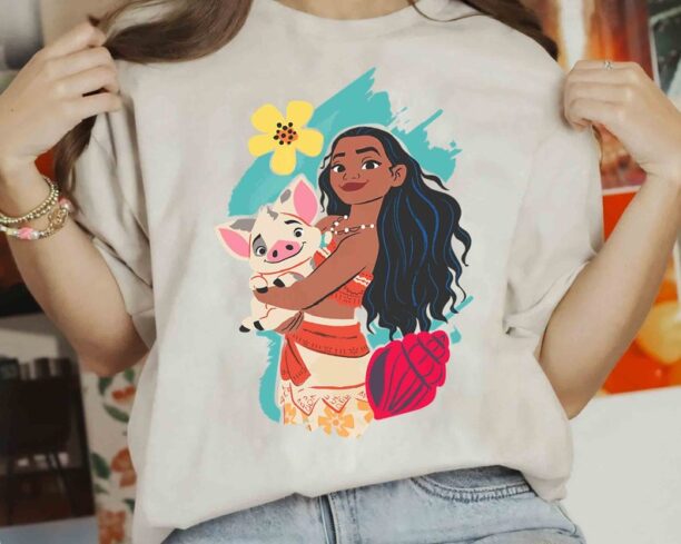 Disney Princess Cute Moana And Pua Pig Portrait Shirt, Tamatoa Maui Hei Hei Tee