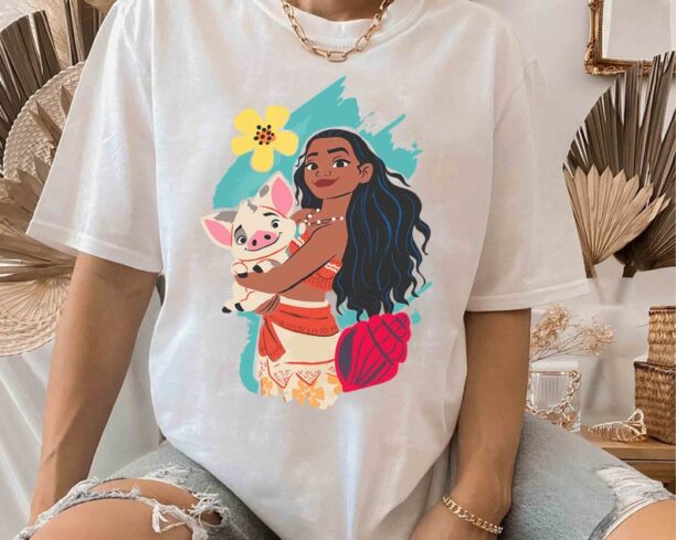 Disney Princess Cute Moana And Pua Pig Portrait Shirt, Tamatoa Maui Hei Hei Tee