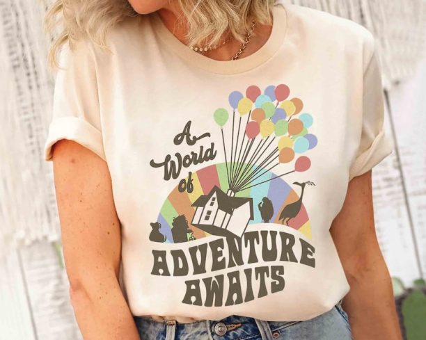 Disney Pixar Up A World Of Adventure Awaits Rainbow House Balloons Shirt