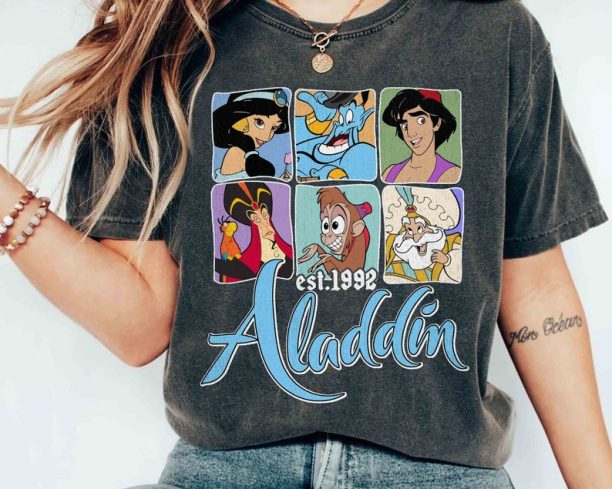 Disney Aladdin Characters Group Shot 1992 Retro Shirt