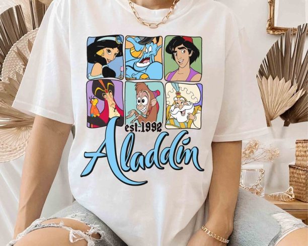 Disney Aladdin Characters Group Shot 1992 Retro Shirt