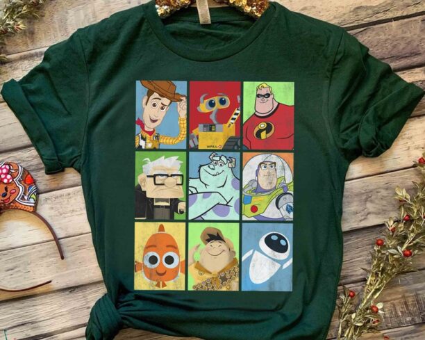 Disney Pixar Epic Boxed Up Line Up Character Graphic Shirt