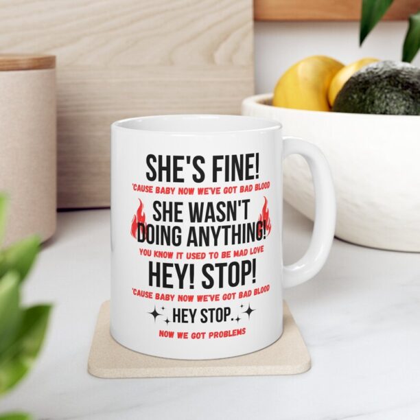 Taylor Swift The Eras Tour Coffee Mug, Bad Blood, Taylor Yells at Security Guard Coffee Mug