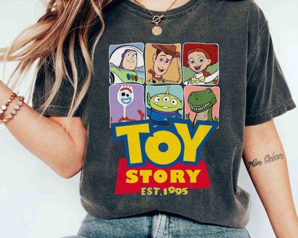 Pixar Toy Story Characters Group Shot 1995 Retro Shirt, Disney Buzz Woody Rex Tee