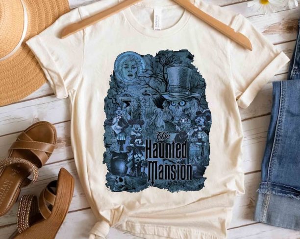 The Haunted Mansion Mickey & Friends Stretching Room Shirt, Foolish Mortals Tee, Walt Disney World