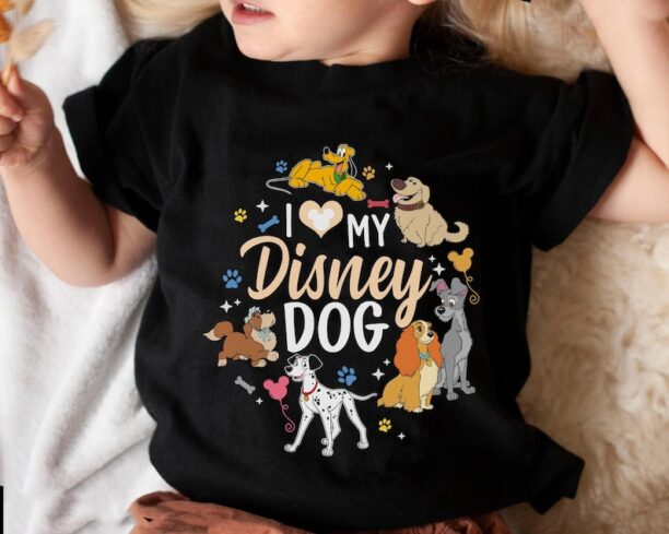 I Love My Disney Dog Shirt / Pluto Dug Nana Pongo Lady and The Tramp / Disney Dog Tee / Disney Birthday Gift /