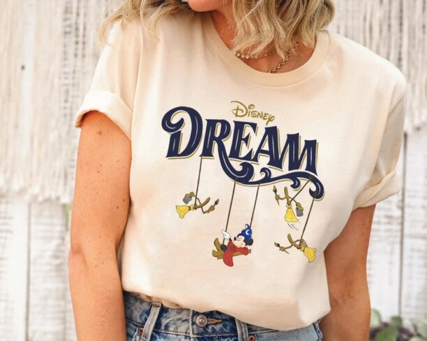 Sorcerer Mickey Mouse And Magic Broom Fantasia Disney Dream Shirt / Disney Cruise Line T-shirt / Family Trip 2023 /