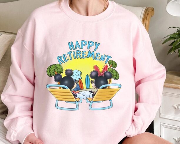 Mickey And Minnie Sunset Happy Retirement T-shirt / Disney Retired 2023 Summer Beach Tee / Walt Disney World T-shirt/