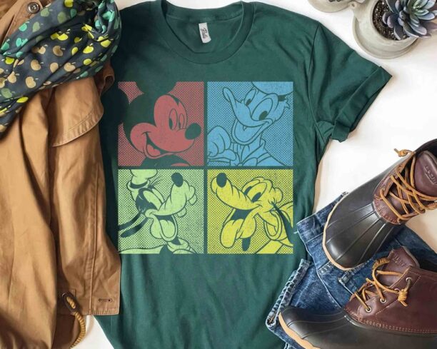 Disney Mickey Mouse And Friends Group Shot Comic Panels Retro Shirt